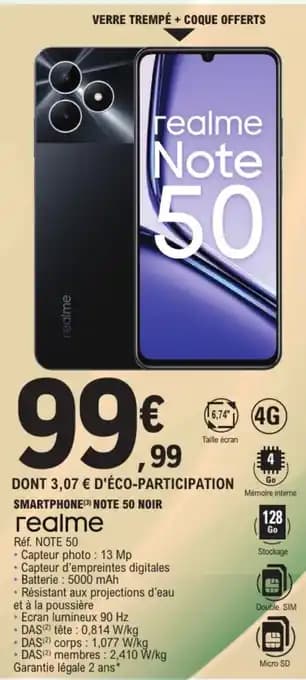 REALME Smartphone note 50 noir