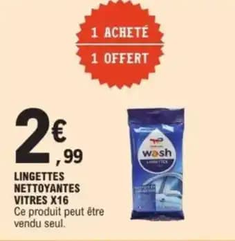 Lingettes nettoyantes vitres x16
