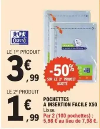 Pochettes a insertion facile x50