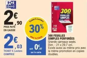 300 feuilles simples perforées