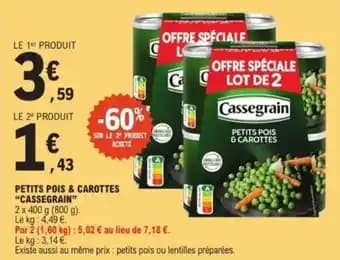 "CASSEGRAIN" Petits pois & carottes 800 g