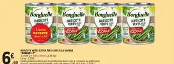 "BONDUELLE" Haricots verts extra fins cuits à la vapeur 2.36 kg