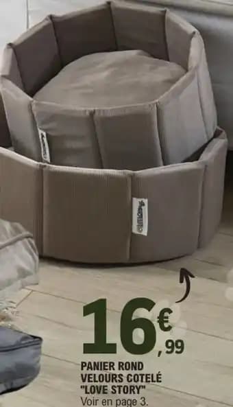 Panier rond velours cotelé "love story"