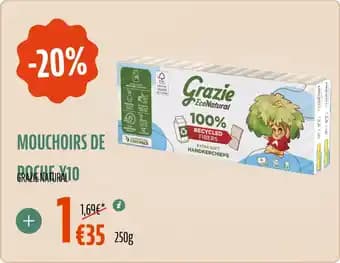 Mouchoirs de poche x10 grazie natura 250 g