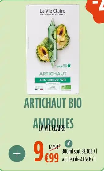 Artichaut bio ampoules 300 ml