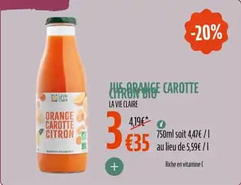 Jus orange carotte citron bio 750 ml