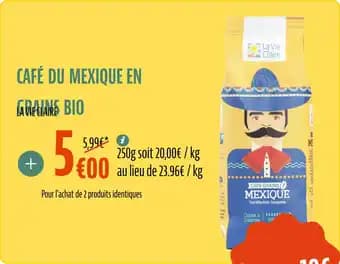 Café du mexique en grains bio 250 g