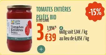 Tomates entières pelées bio 660 g