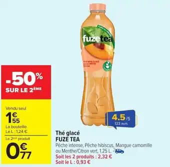 Thé glacé fuze tea 1,25 l