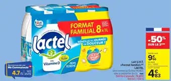 Lait U.H.T. Format familial LACTEL 1 l