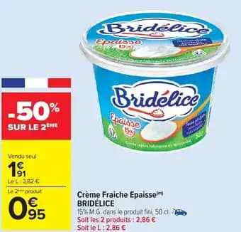 Crème fraiche epaisse bridélice 50 cl