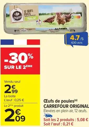 Œufs de poules carrefour original