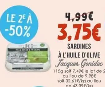 JACQUES GONIDEC Sardines à l'huile d'olive 115 g