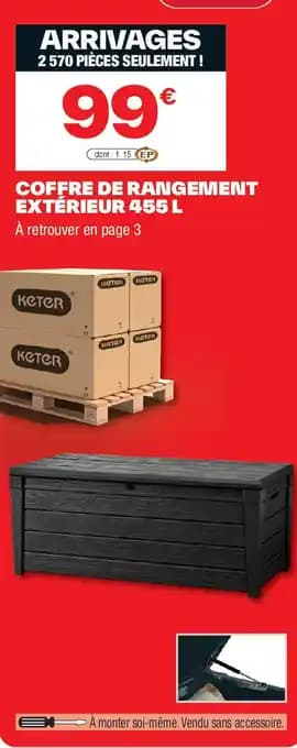 Coffre de rangement extérieur 455 L