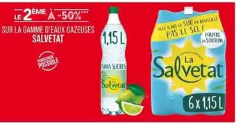 Salvetat Le 2ème à -50% sur la gamme d’eaux gazeuses Salvetat