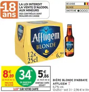 Bière blonde d'abbaye affligem 25 cl