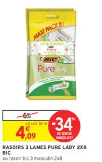 Rasoirs 3 lames pure lady 2x8 bic