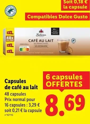 Bellarom Capsules de café au lait