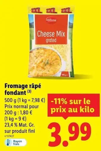 Promotion Exclusives de 2
Fromage râpé : Découvrez l'Offre incontournable