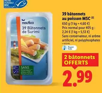 nautica 39 bâtonnets au poisson MSC