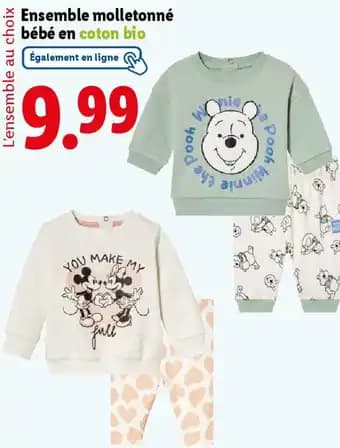 Ensemble molletonné bébé en coton bio