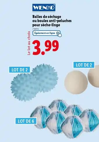 WENKO Balles de séchage ou boules anti-peluches pour sèche-linge