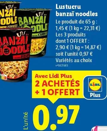Lustucru banzai noodles 65 g