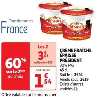 Crème fraîche épaisse président 45 cl
