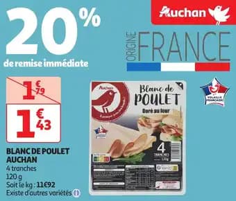 Blanc de poulet auchan 120 g