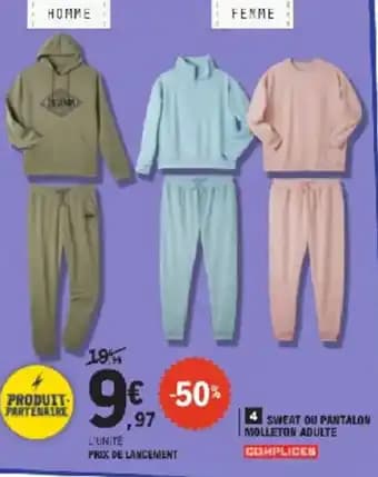 Sweat ou pantalon molleton adulte