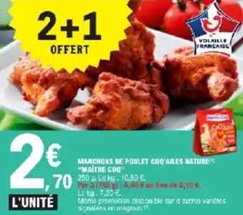 Manchons de poulet coq'ailes nature maitre coq 250 g