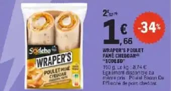 Wraper's poulet pané cheddar 30DEBO 190 g