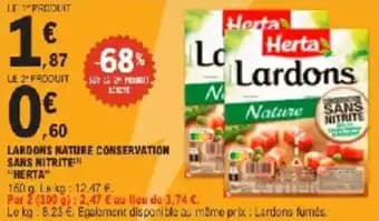 Lardons nature conservation sans nitrite herta 150 g
