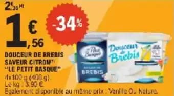 Douceur de brebis saveur citron le petit basque 100 g