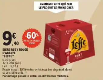 Bière ruby rouge d'abbaye Leffe 25 cl
