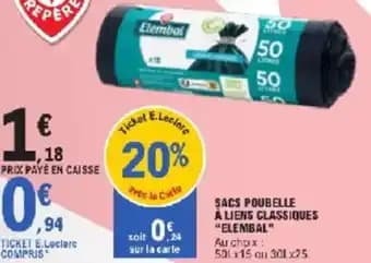 Sacs poubelle à liens classiques elembal