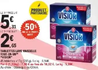 Tablettes lave vaisselle tout-en-un visior