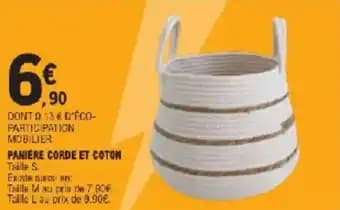 Panière corde et coton