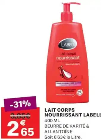 Lait corps nourrissant labell 400 ml