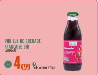 Pur jus de grenade française bio 75 cl