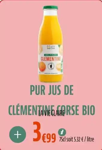 Pur jus de clémentarse bio 75 cl