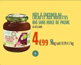 Pâte à tartiner au cacao et aux noisettes bio sans huile de palme 390 g