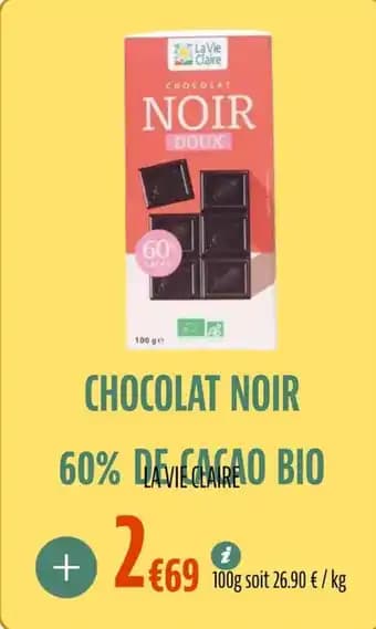 Chocolat noir 60% de cacao bio 100 g