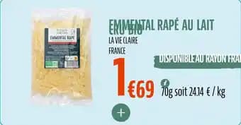 Emmental rapé au lait cru bio 70 g