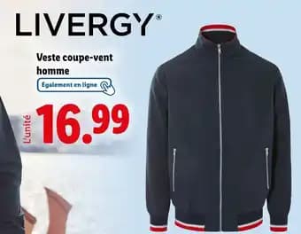 LIVERGYⓇ Veste coupe-vent homme