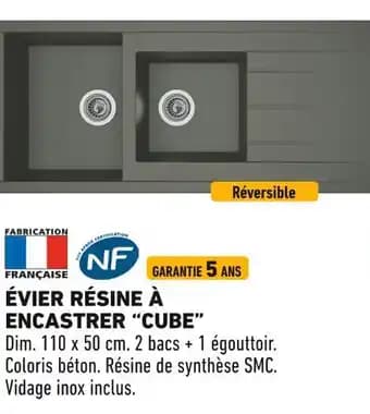Évier résine à encastrer cube