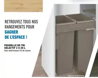 Poubelle de tri sélectif 2 x 20 l