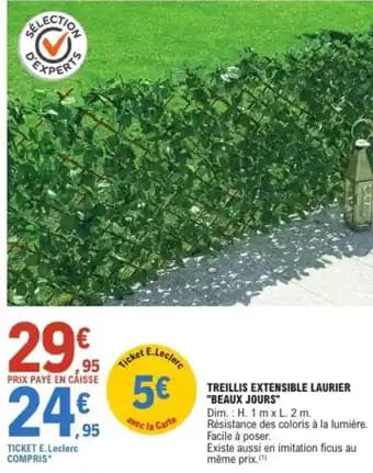 Promotion Exclusives de 6
Treillis extensible : Découvrez l'Offre incontournable