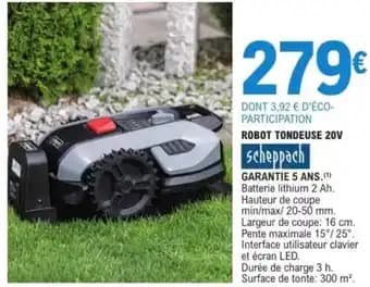 SCHEPPACH Robot tondeuse 20v