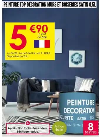 Peinture TDP décoration murs et boiseries satin 0,5L